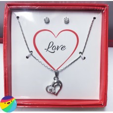 Ogrlica in uhani v darilni škatlici - Love Polno srce